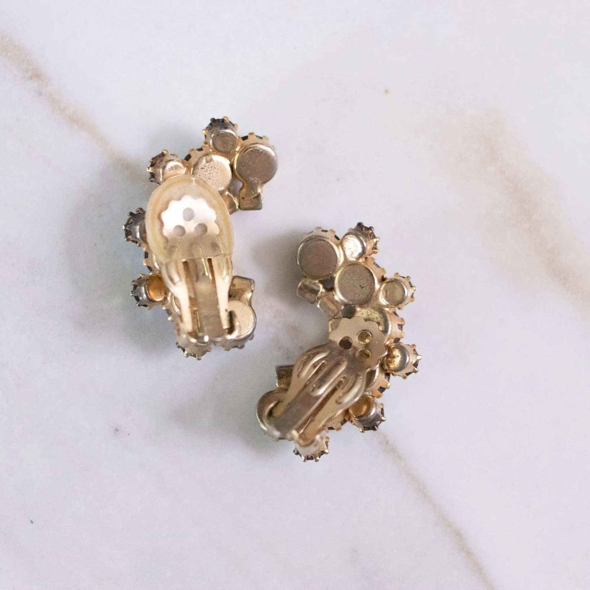Vintage Golden Aurora Borealis Ear Crawler Earrings