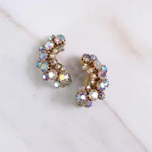 Vintage Golden Aurora Borealis Ear Crawler Earrings