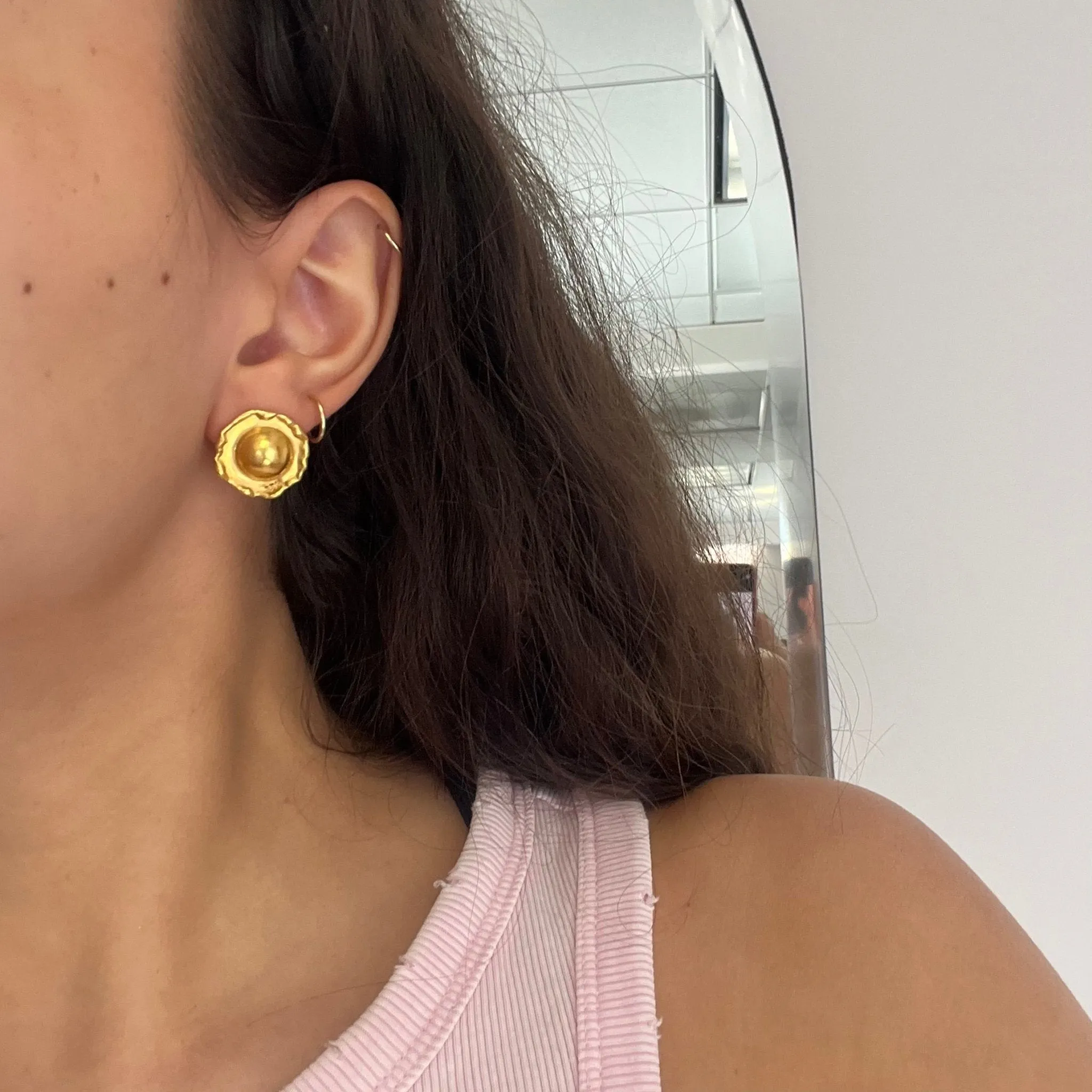 Vintage High Karat Orb Earrings by Jean Mahie