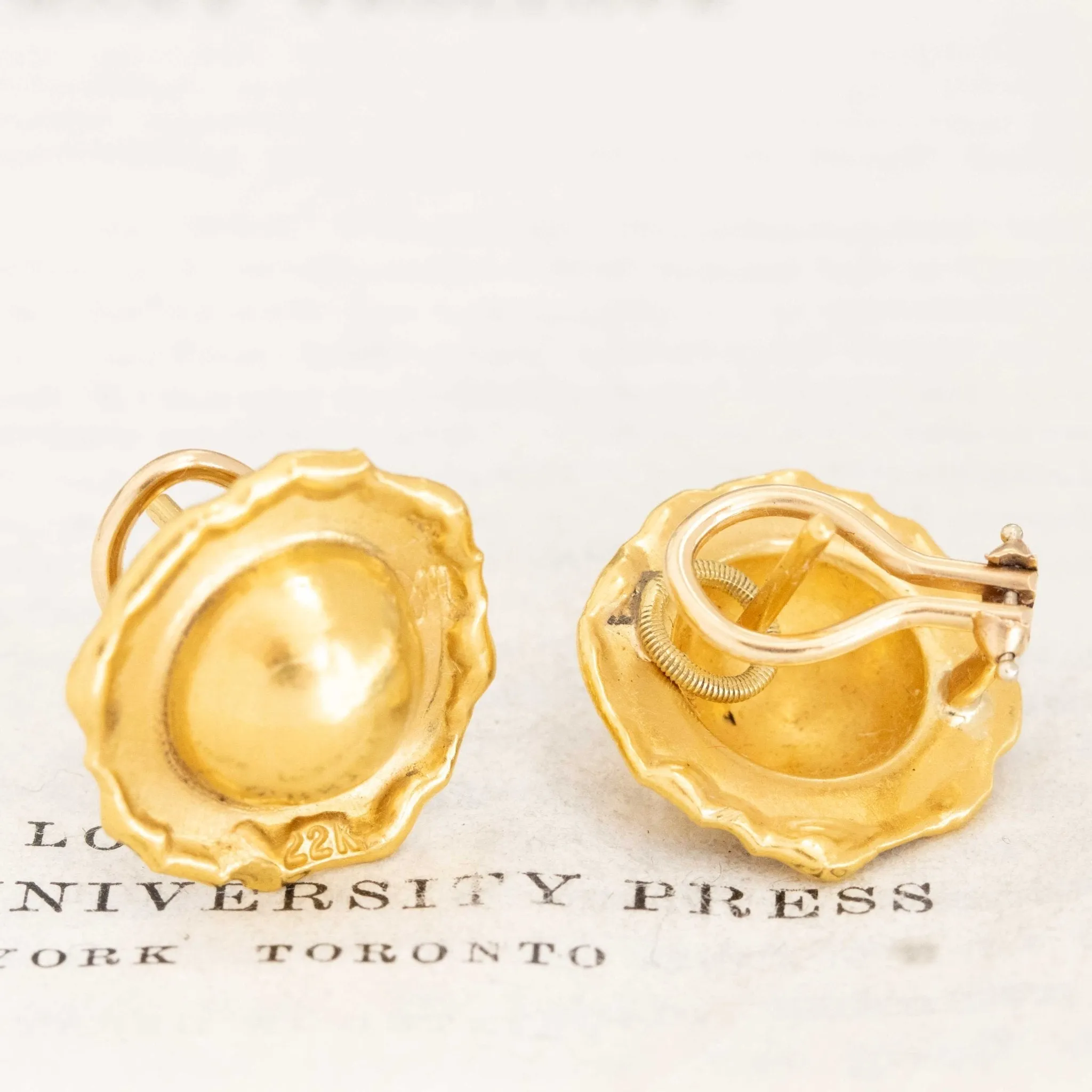 Vintage High Karat Orb Earrings by Jean Mahie