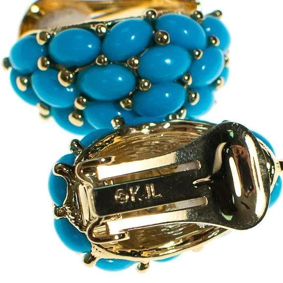 Vintage Kenneth Jay Lane Turquoise Beaded Earrings, Clip On