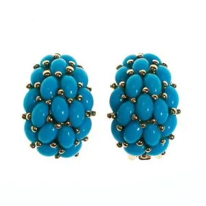 Vintage Kenneth Jay Lane Turquoise Beaded Earrings, Clip On