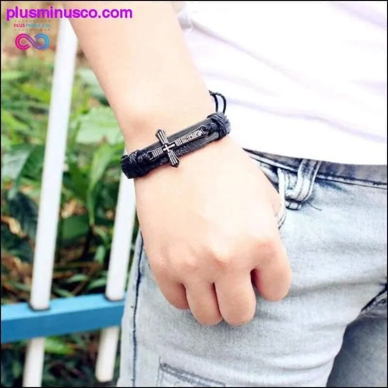 Vintage Leather Bracelets & Bangles Metal Cross Jesus Charm