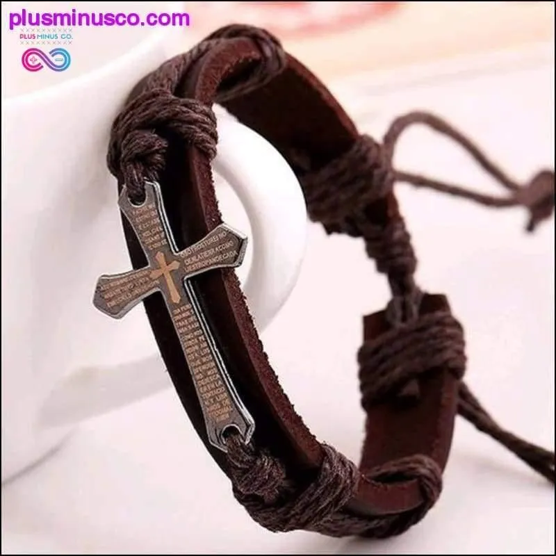 Vintage Leather Bracelets & Bangles Metal Cross Jesus Charm