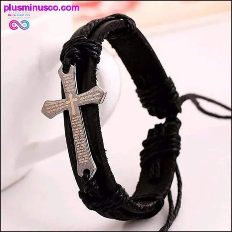 Vintage Leather Bracelets & Bangles Metal Cross Jesus Charm