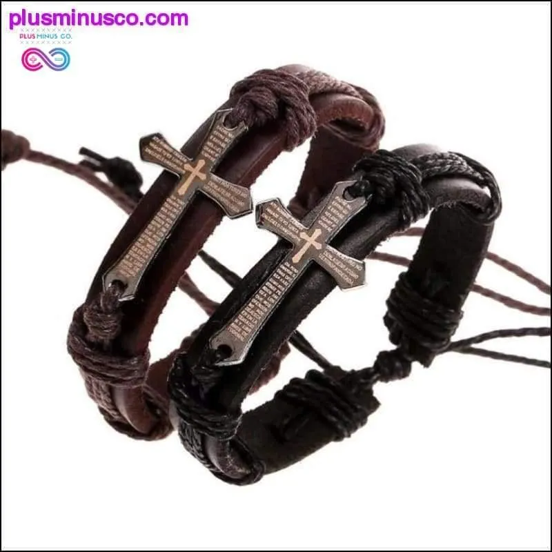 Vintage Leather Bracelets & Bangles Metal Cross Jesus Charm