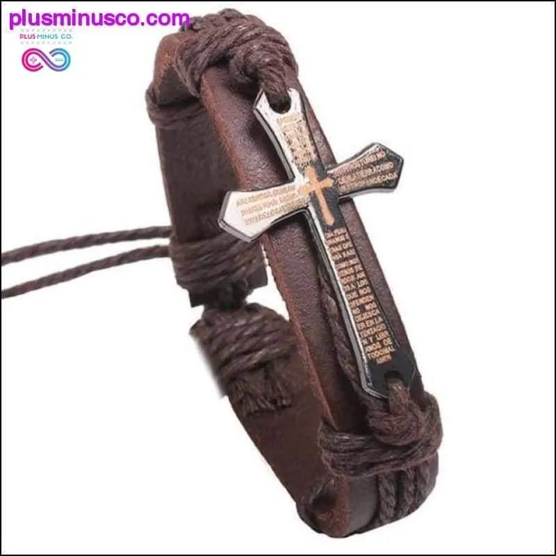 Vintage Leather Bracelets & Bangles Metal Cross Jesus Charm