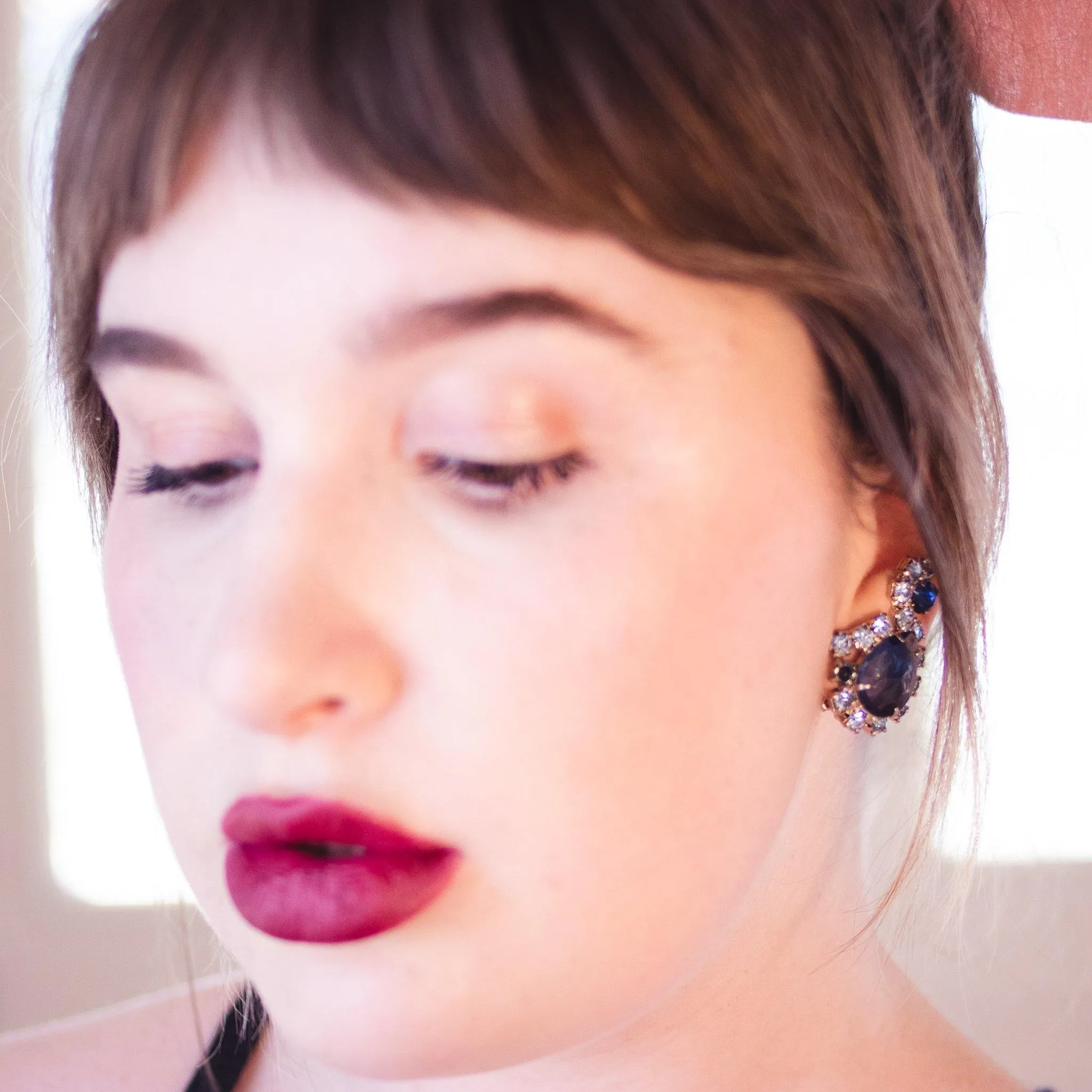 Vintage Light and Dark Blue Statement Earrings