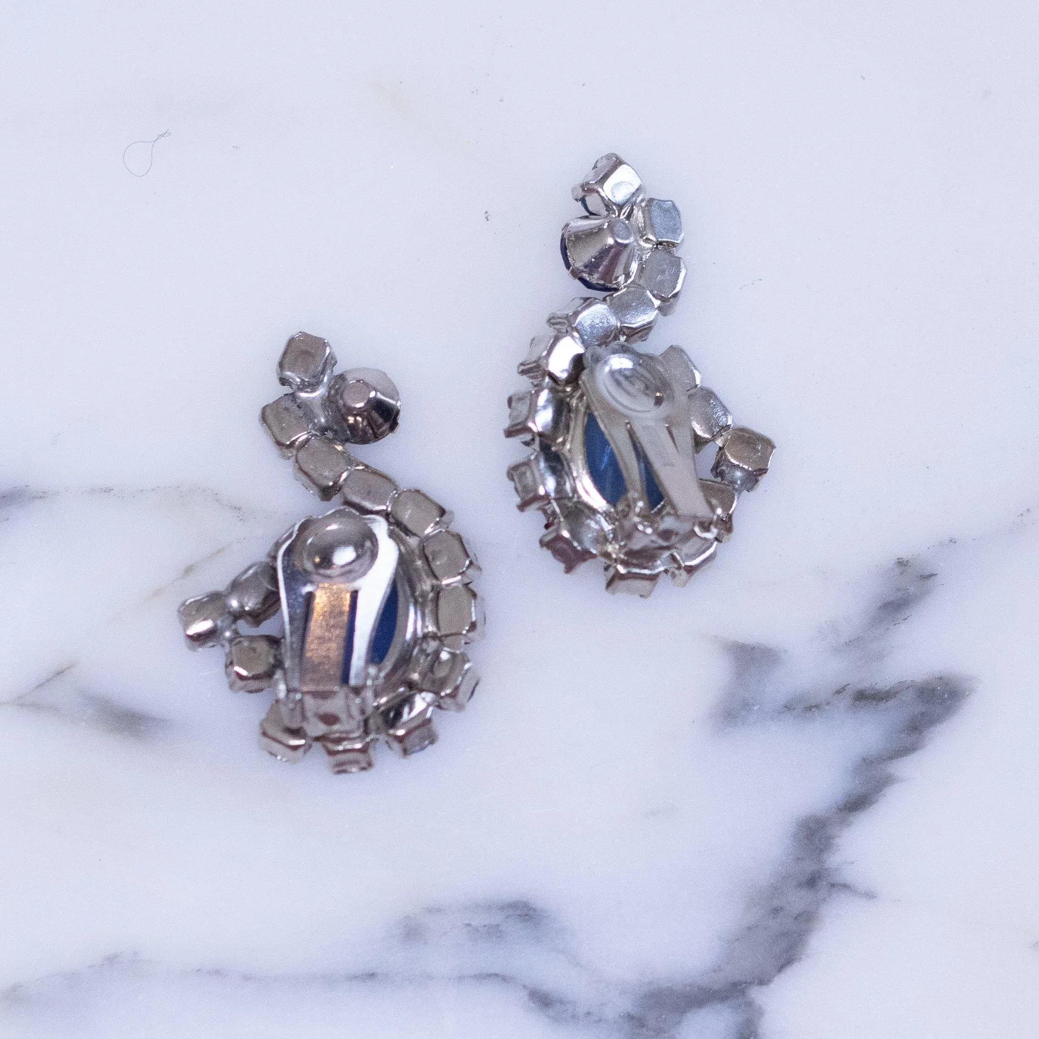 Vintage Light and Dark Blue Statement Earrings