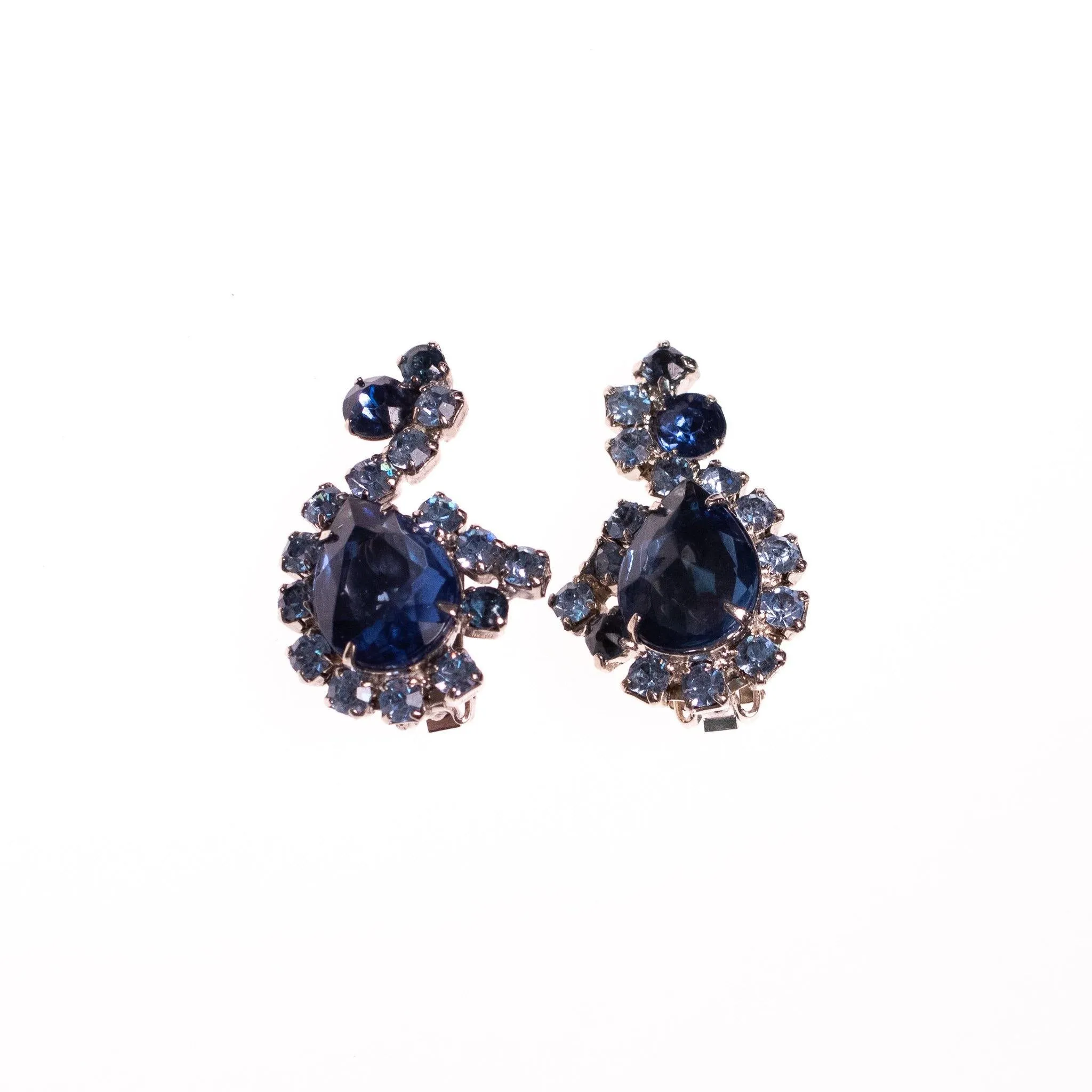 Vintage Light and Dark Blue Statement Earrings