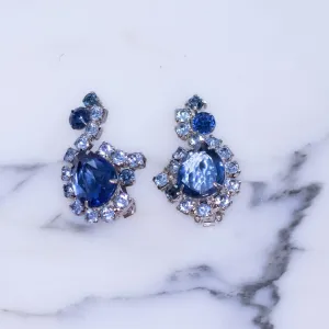 Vintage Light and Dark Blue Statement Earrings