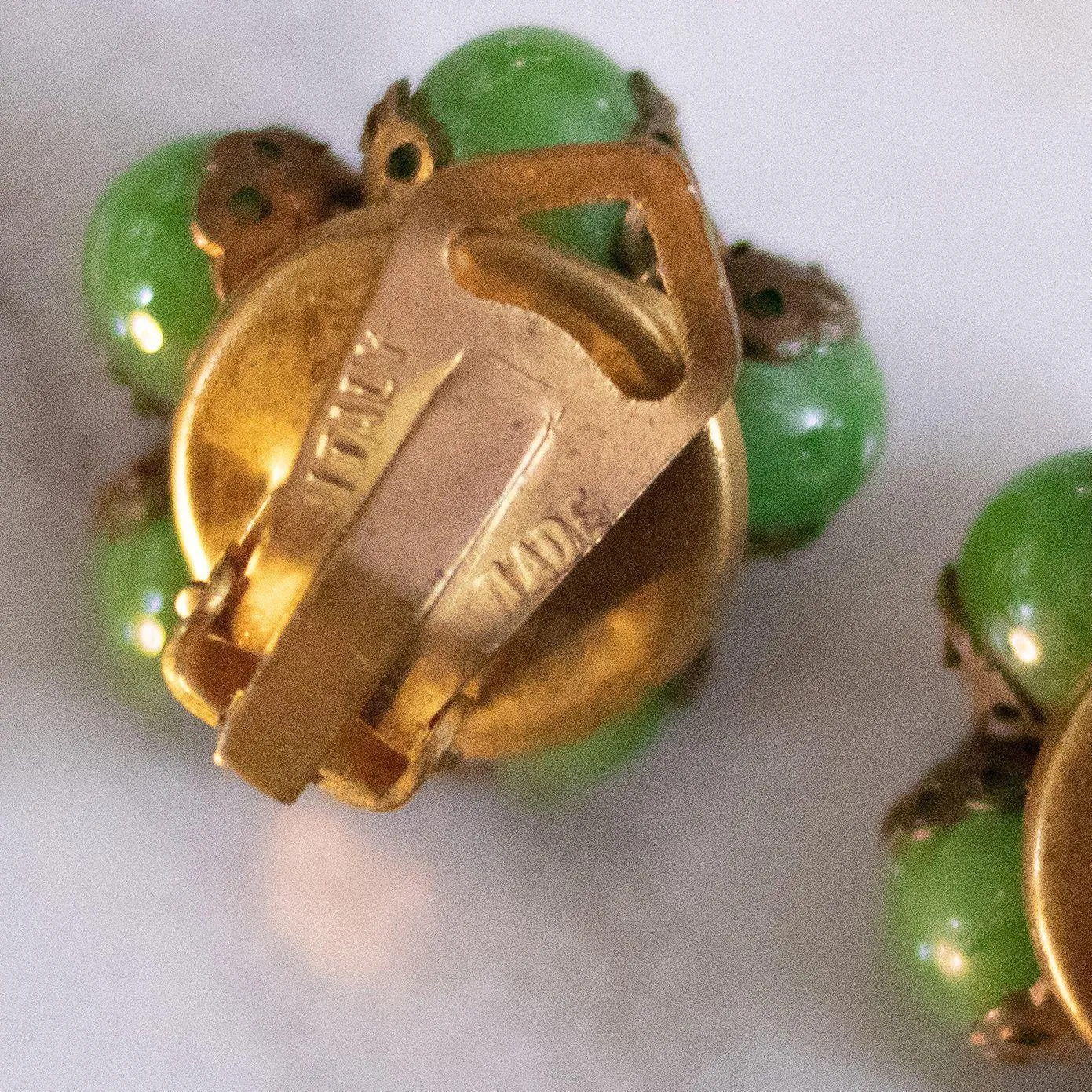Vintage Made In Italy Green Glass Bead Earrings
