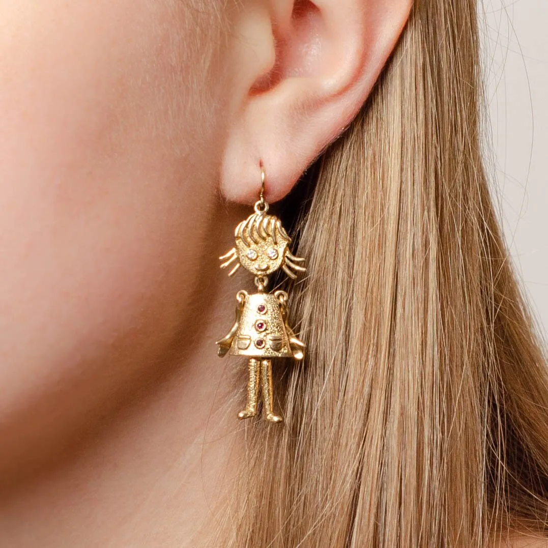 Vintage Mismatched Children Earrings of 14k Gold