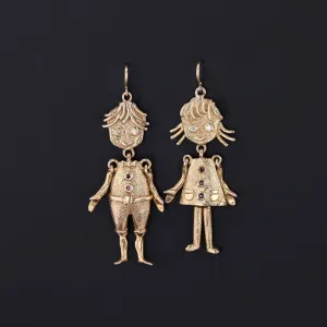 Vintage Mismatched Children Earrings of 14k Gold