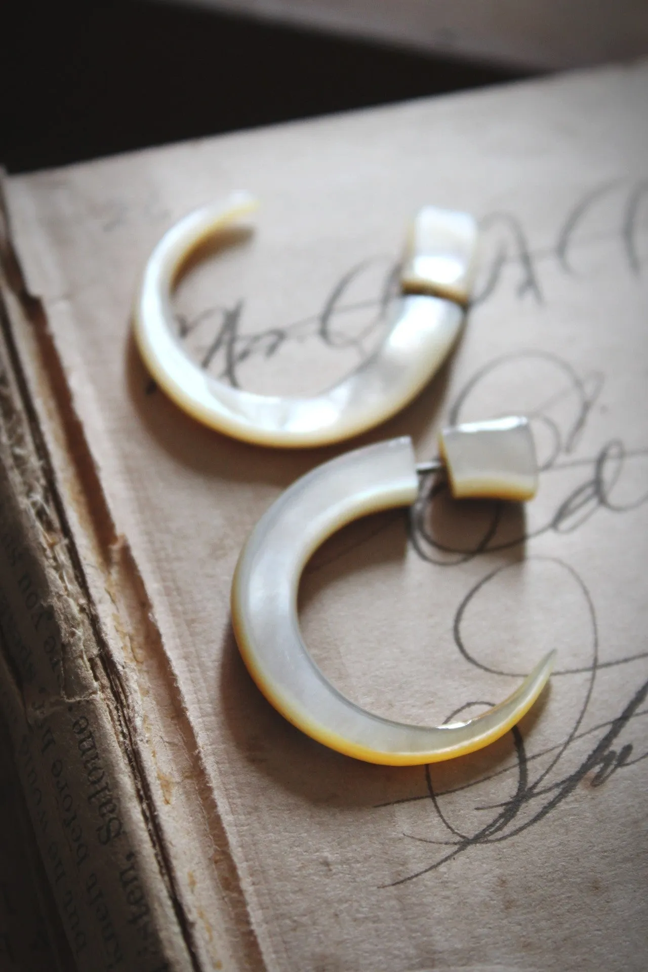 Vintage Mother-of-Pearl Hook Earrings.