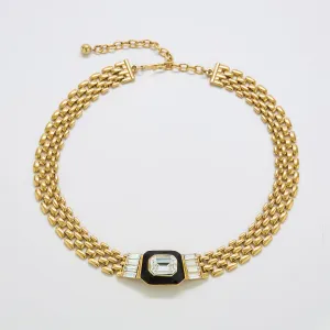 Vintage Napier Gold Pave Statement Necklace