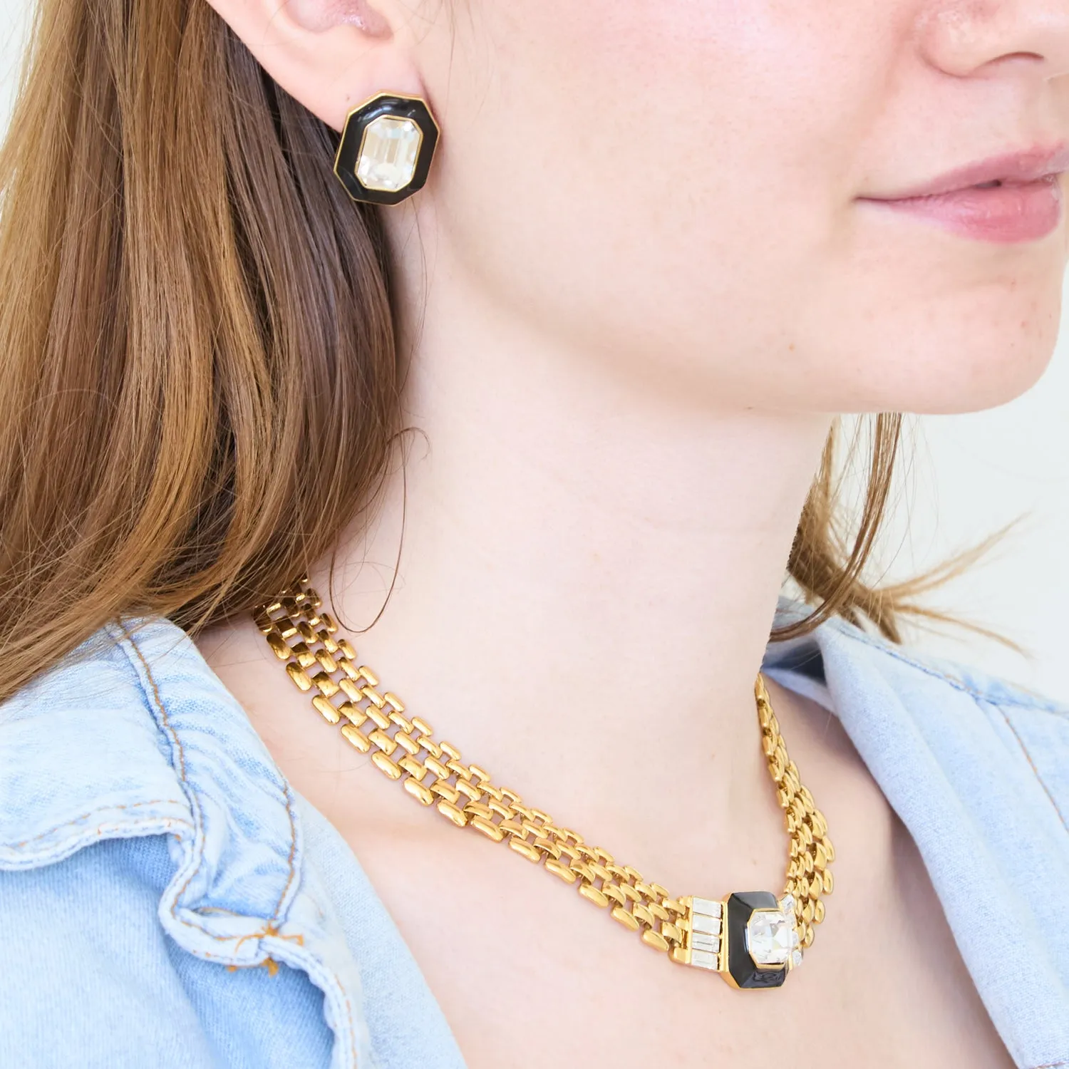 Vintage Napier Gold Pave Statement Necklace