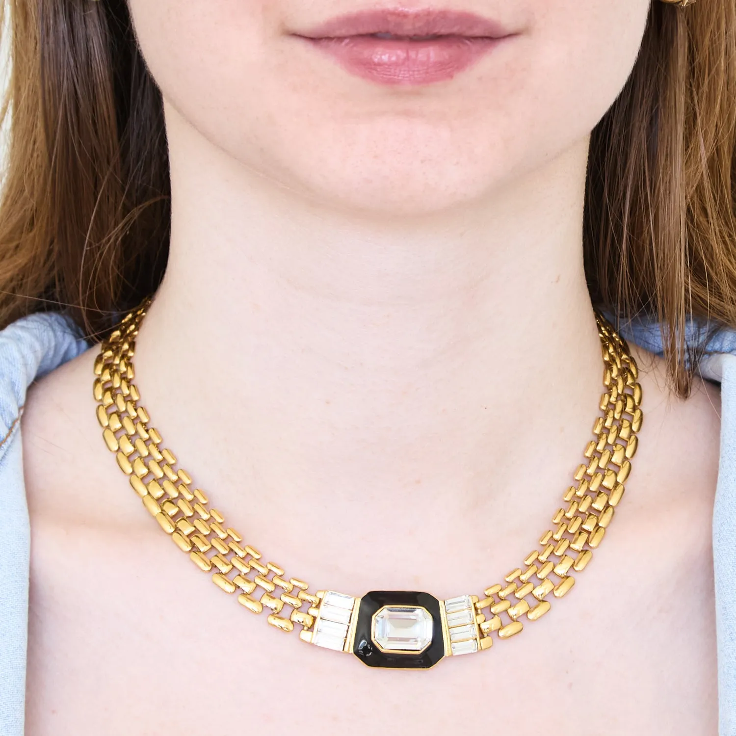 Vintage Napier Gold Pave Statement Necklace