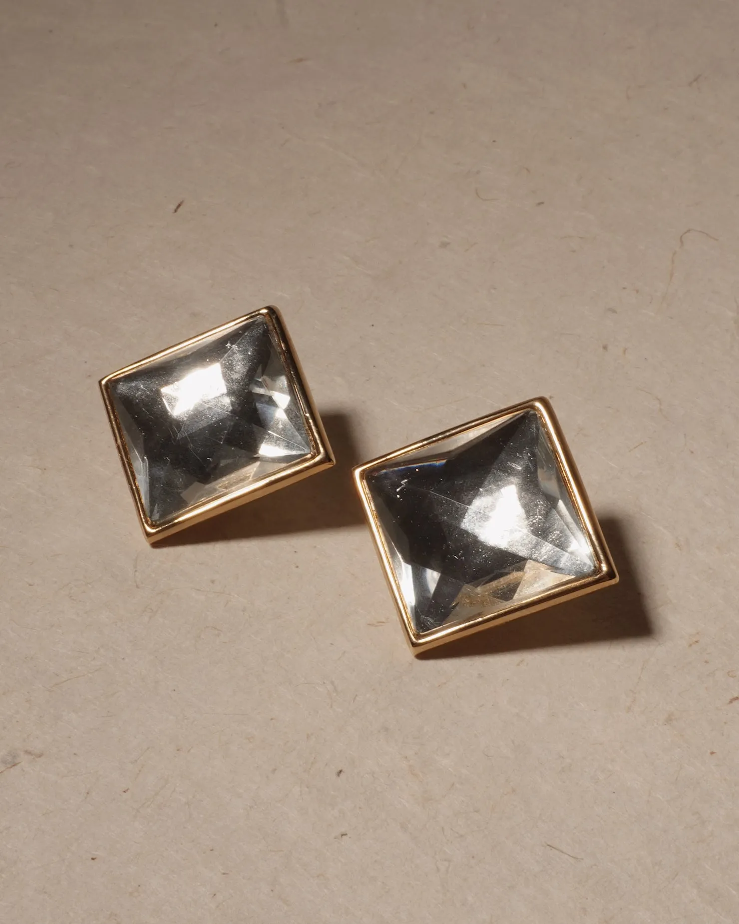 Vintage Oversized Rhinestone Button Clip Ons