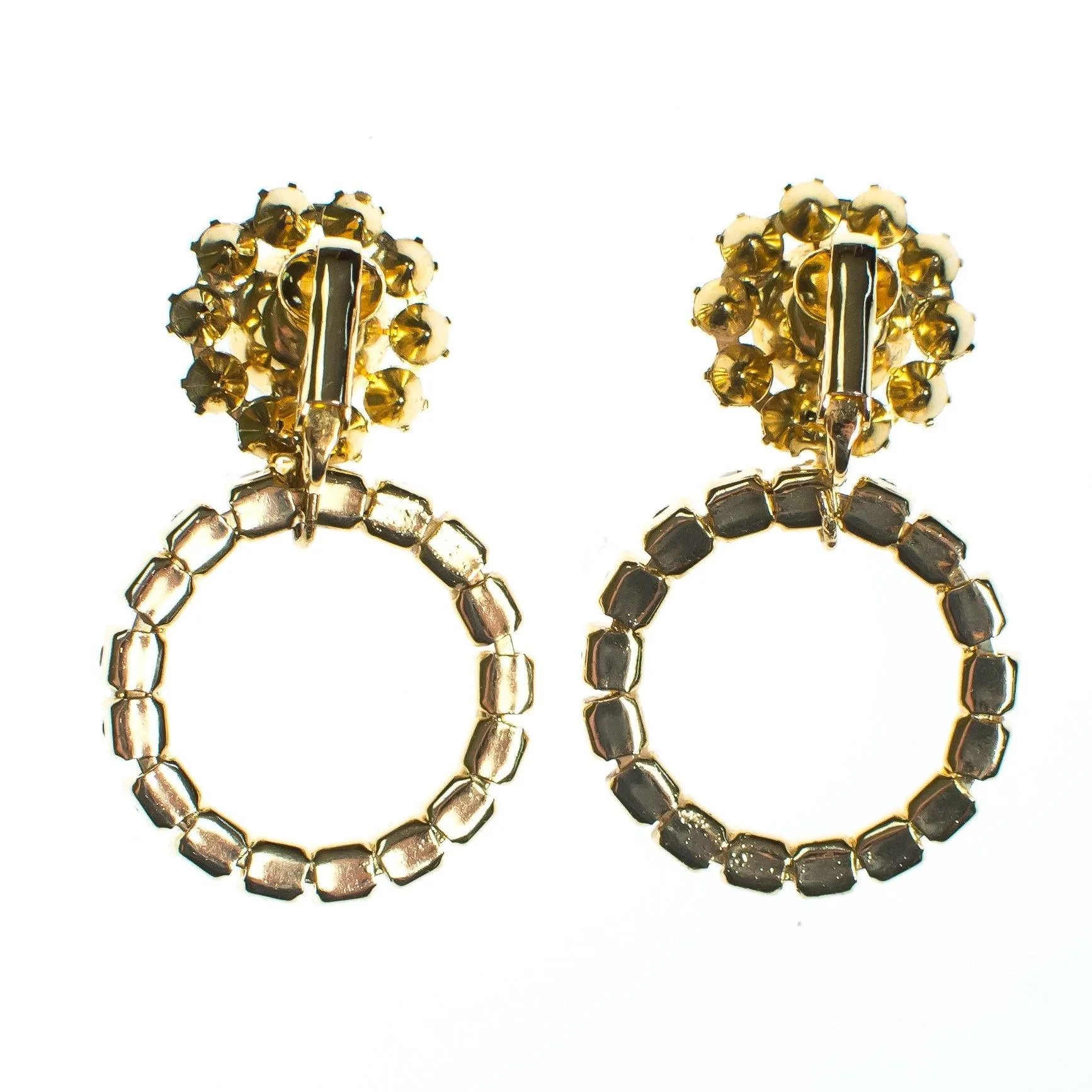 Vintage Retro Milk Glass Doorknocker Statement Earrings