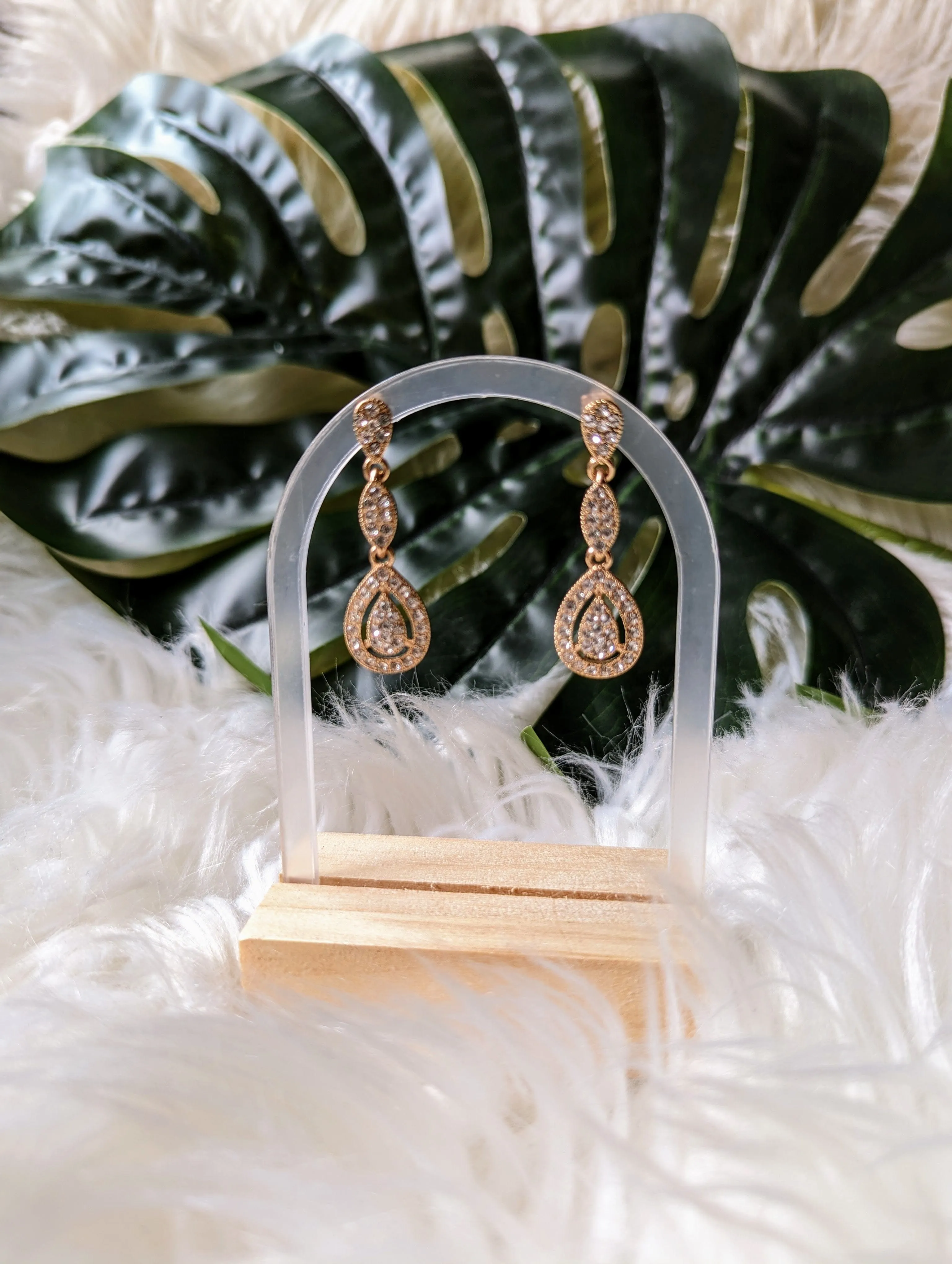 Vintage - Rhinestone Drop Earrings