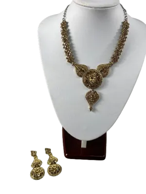 Vintage Rhinestone Earrings Necklace Set