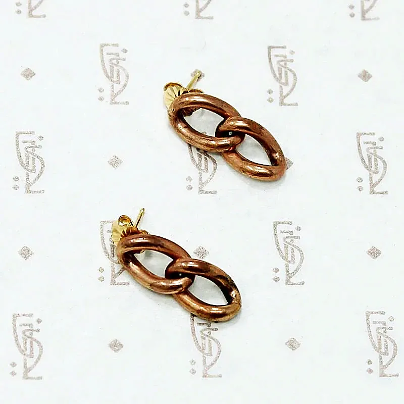 Vintage Rosy Chain Link Earrings
