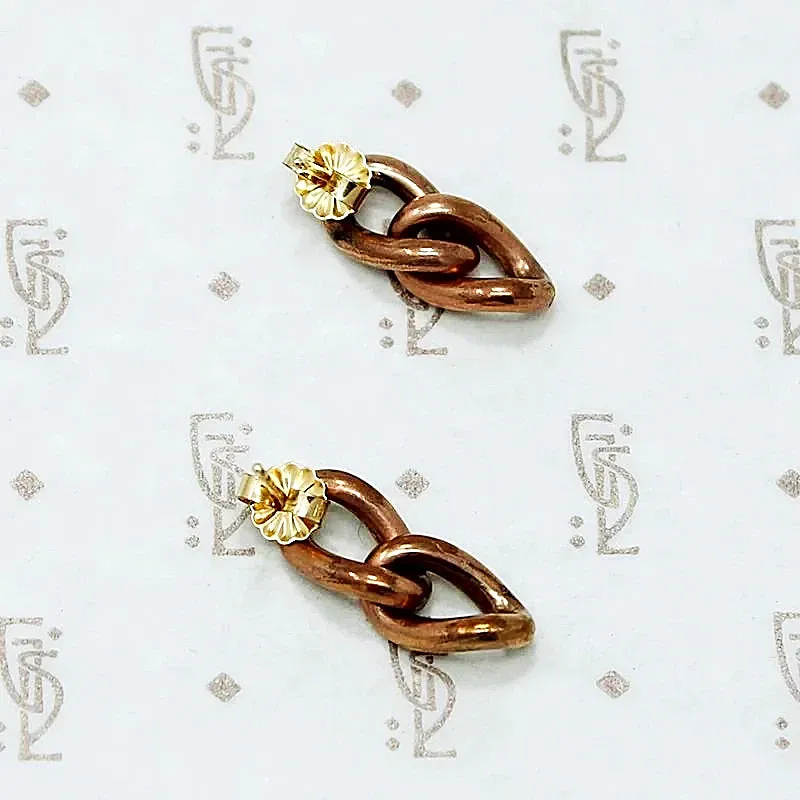 Vintage Rosy Chain Link Earrings
