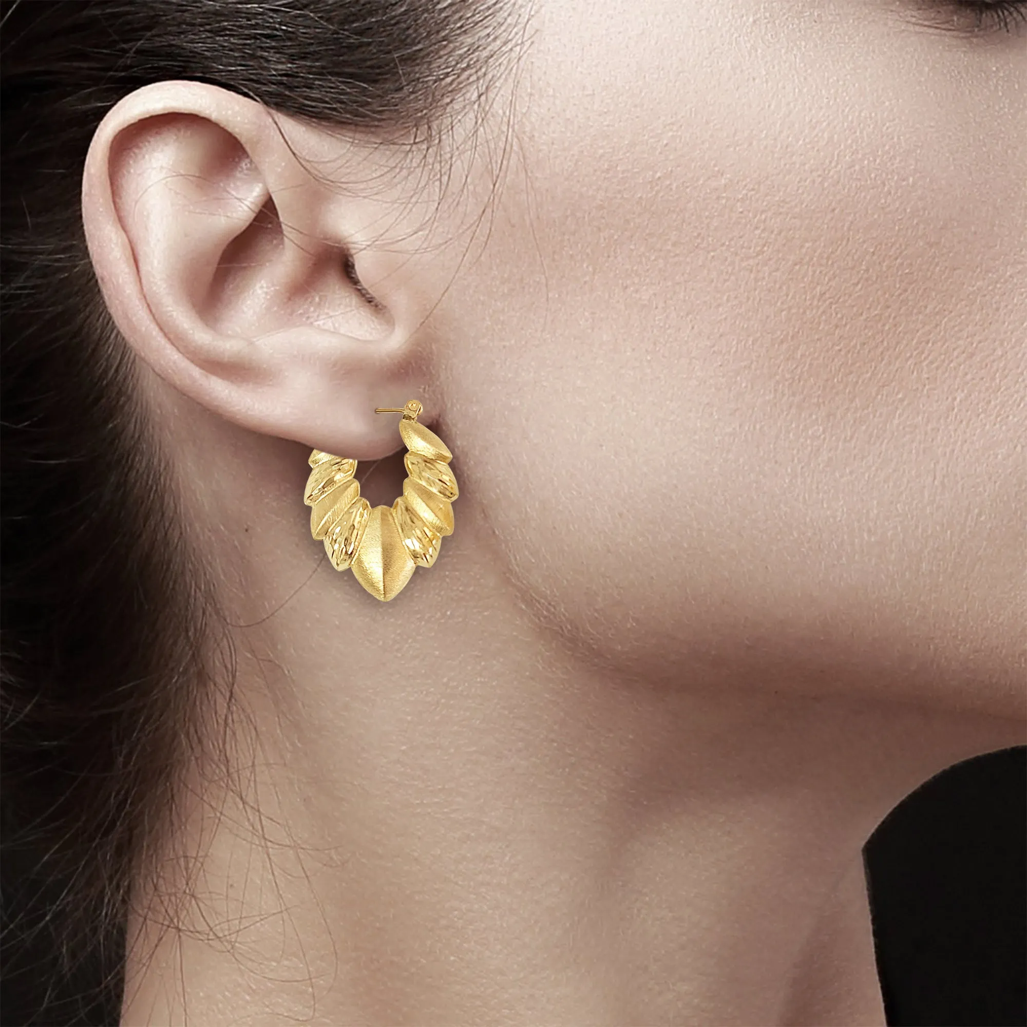 Vintage Shrimp Creole Earrings with Matte & Diamond Cut Finish