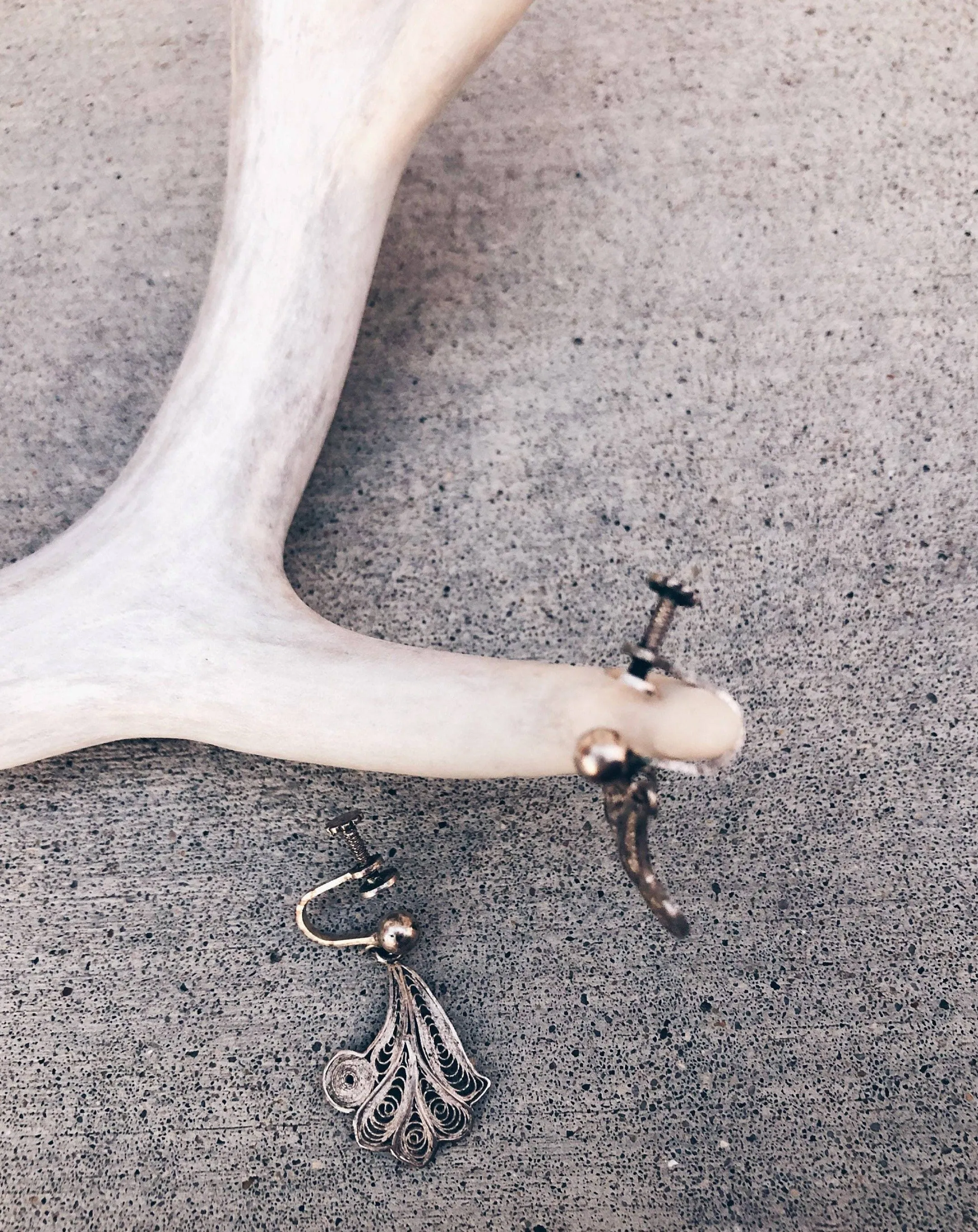 Vintage Silver Filigree Drop Earrings