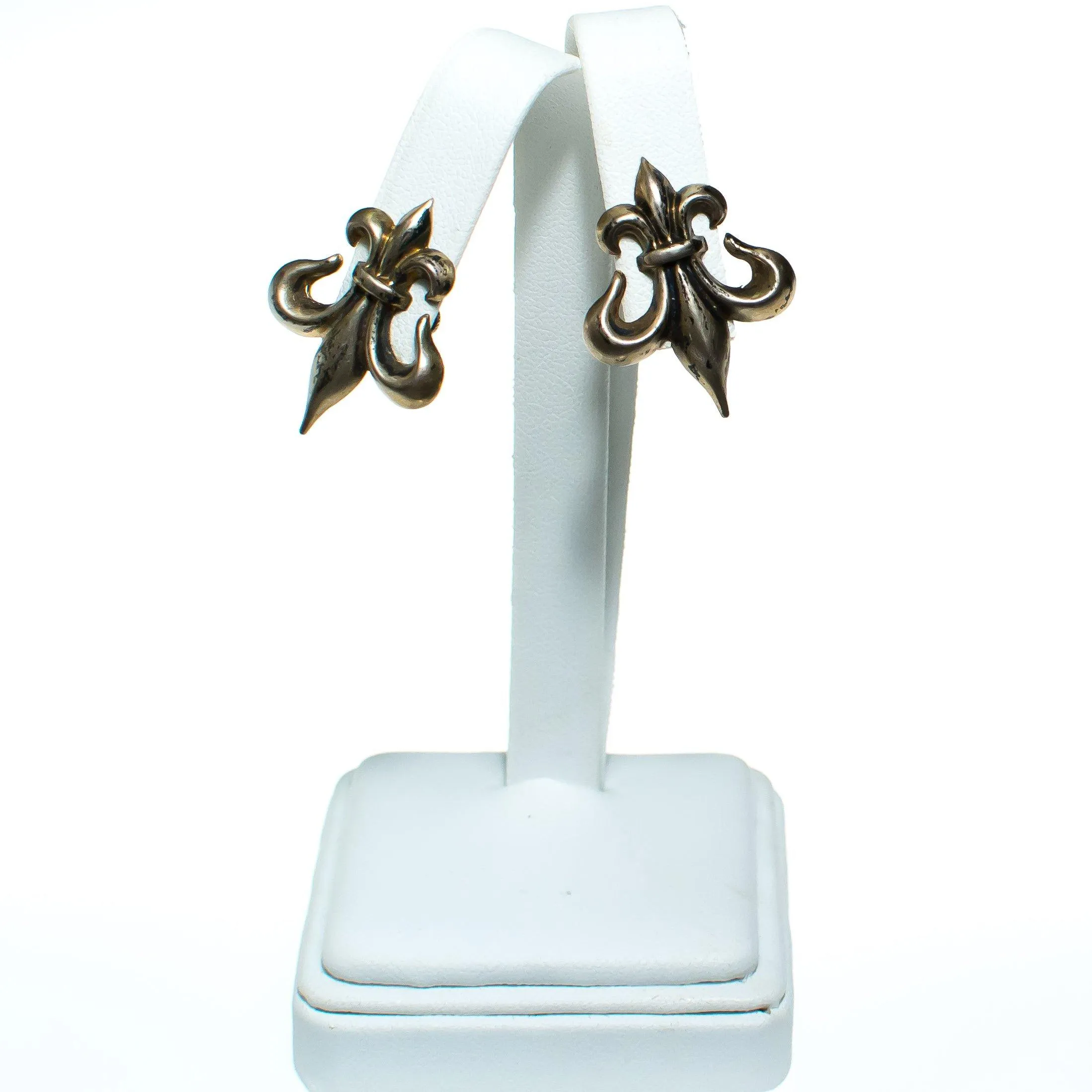 Vintage Sterling Silver Fleur de Lis Screw Back Earrings