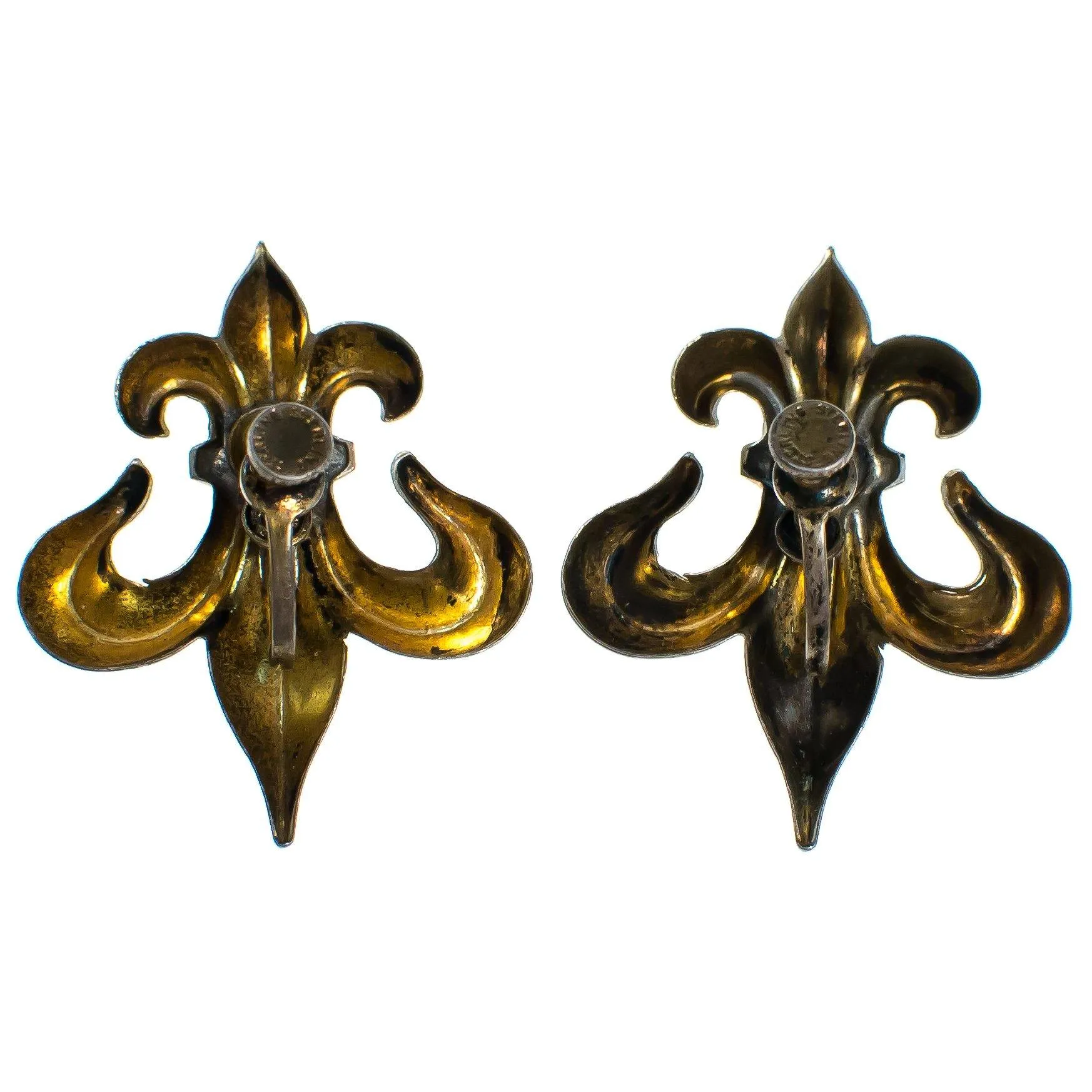Vintage Sterling Silver Fleur de Lis Screw Back Earrings