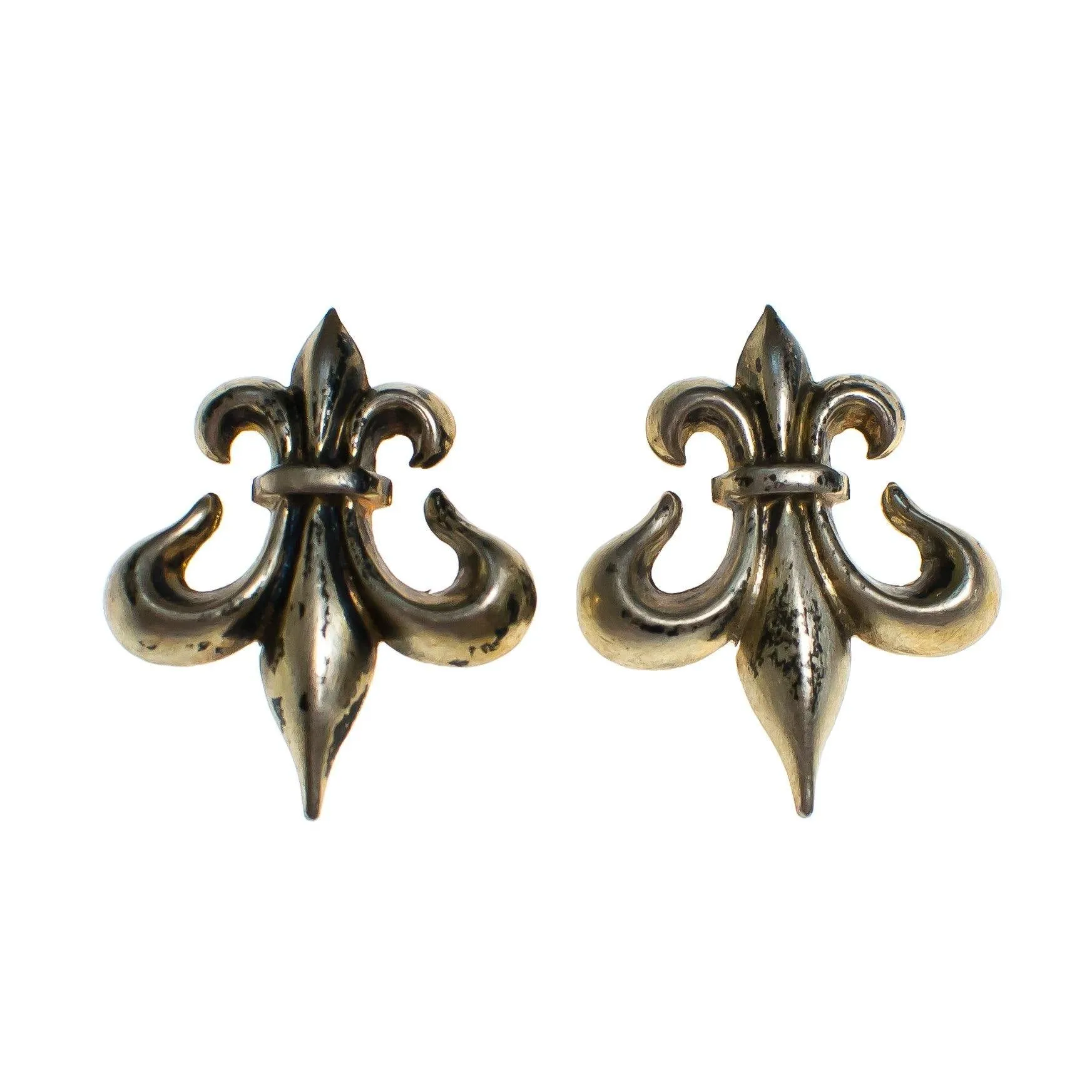 Vintage Sterling Silver Fleur de Lis Screw Back Earrings