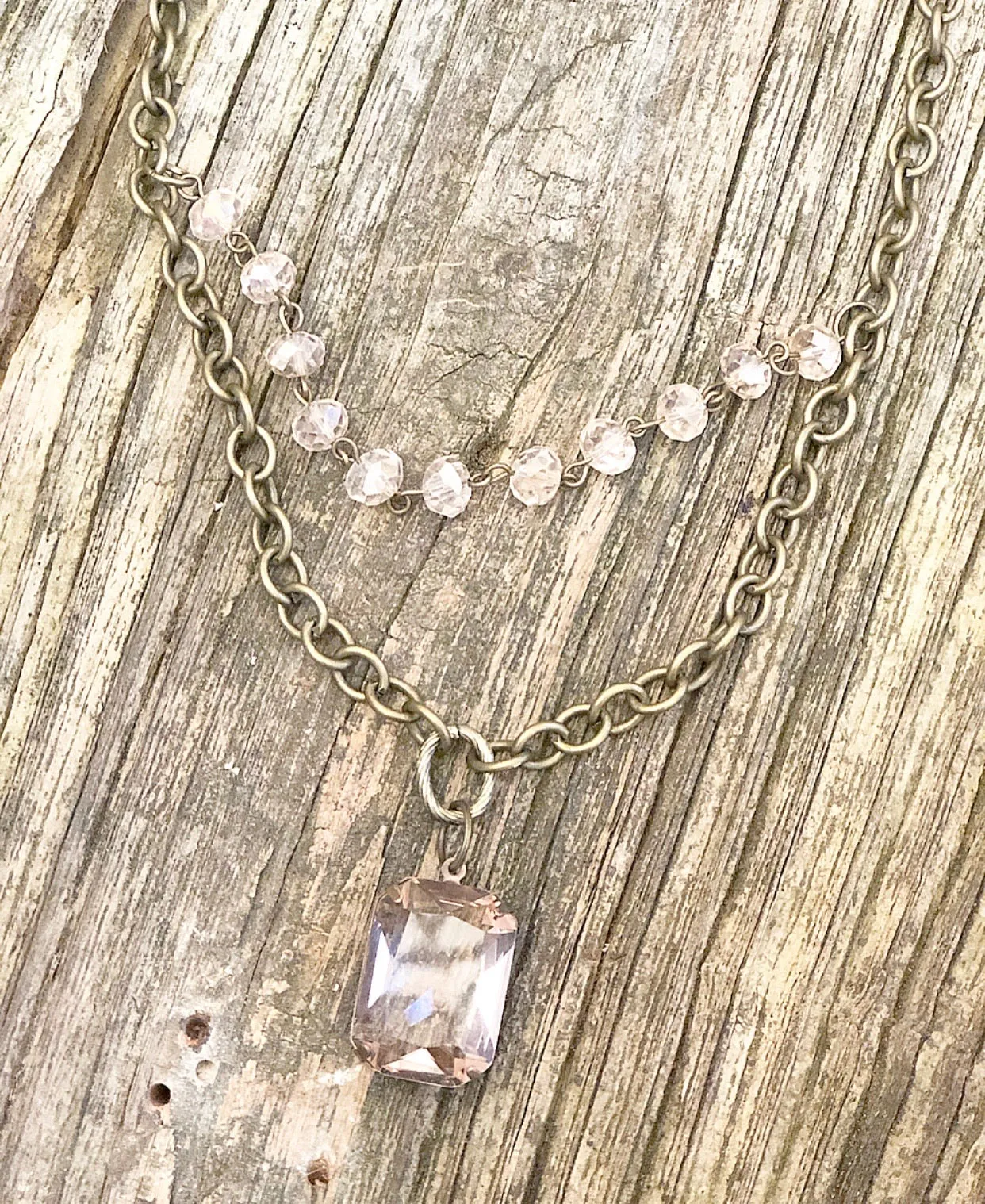 Vintage Style Crystal Pendant Necklace