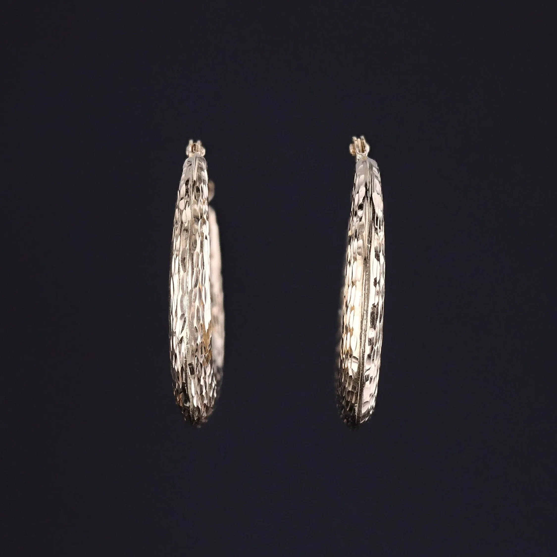 Vintage Textured Hoop Earrings of 14k Gold