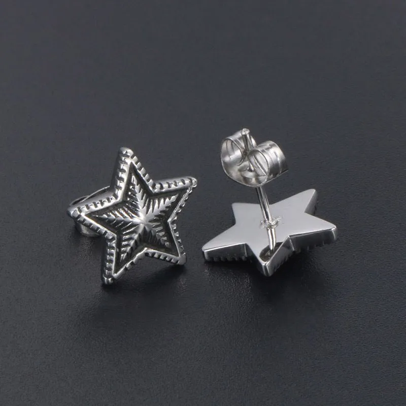 Vintage Titanium Star Earrings - Accessories for Men and Women