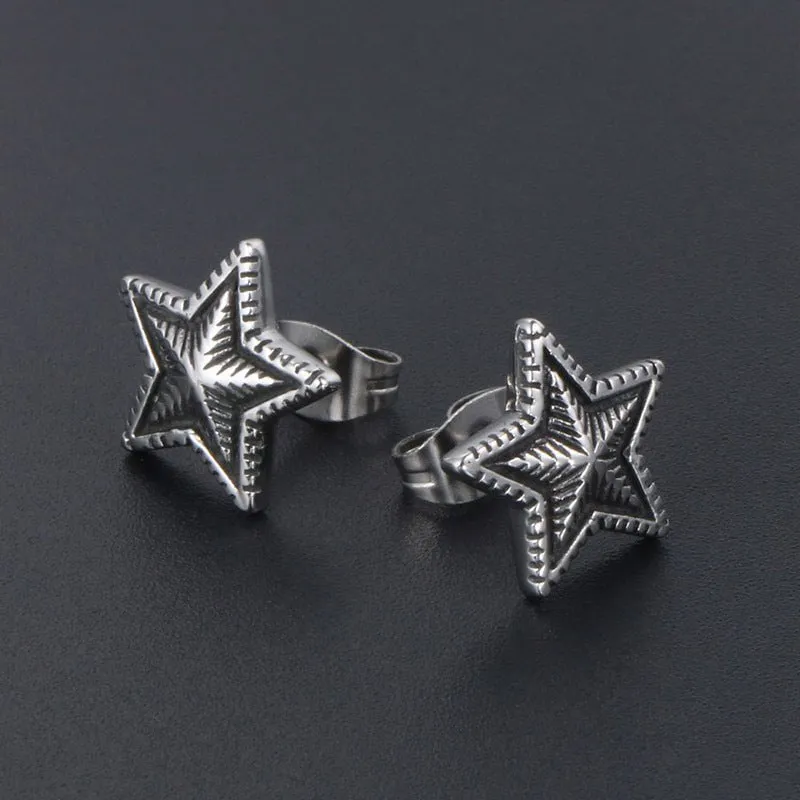 Vintage Titanium Star Earrings - Accessories for Men and Women