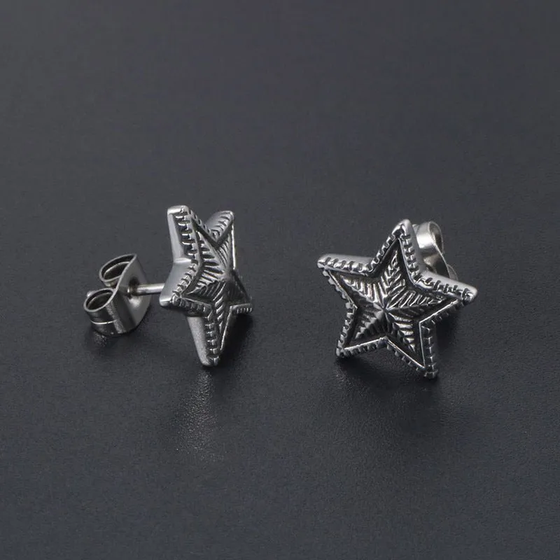 Vintage Titanium Star Earrings - Accessories for Men and Women