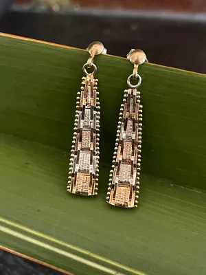 Vintage Tri Colour Silver Earrings