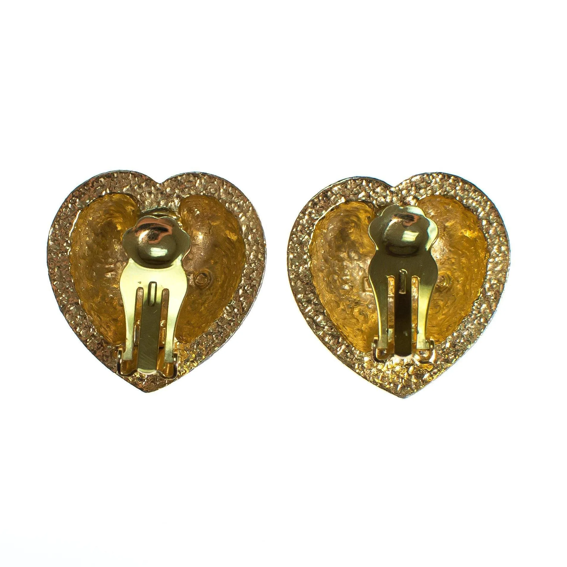 Vintage Victoria&#39;s Secret Red Puffy Heart and Rhinestone Clip Statement Earrings
