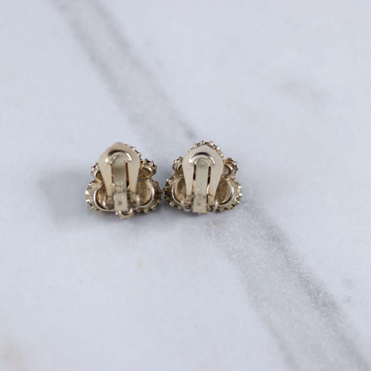 Vintage Weiss Red Aurora Borealis Earrings