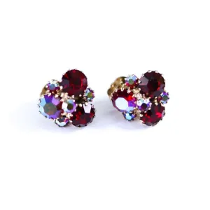 Vintage Weiss Red Aurora Borealis Earrings