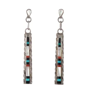Vintage Zuni sterling inlay earrings b