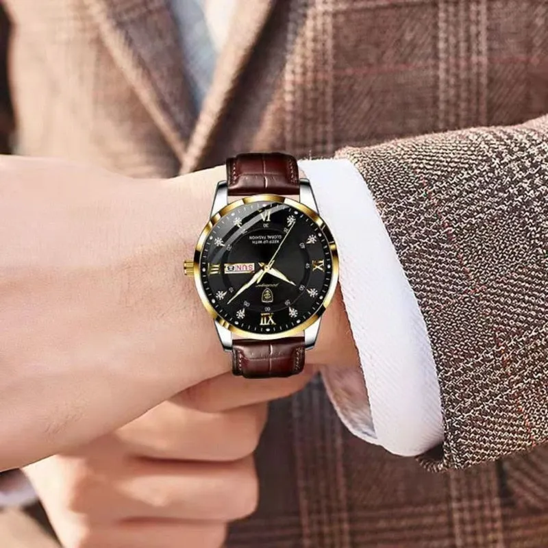 Waterproof glowing men's watch