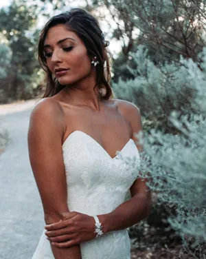 wedding cuff - Jessica dainty floral ribbon cuff by Kezani