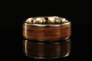 WHISKEY BARREL WOOD PLATINUM RING