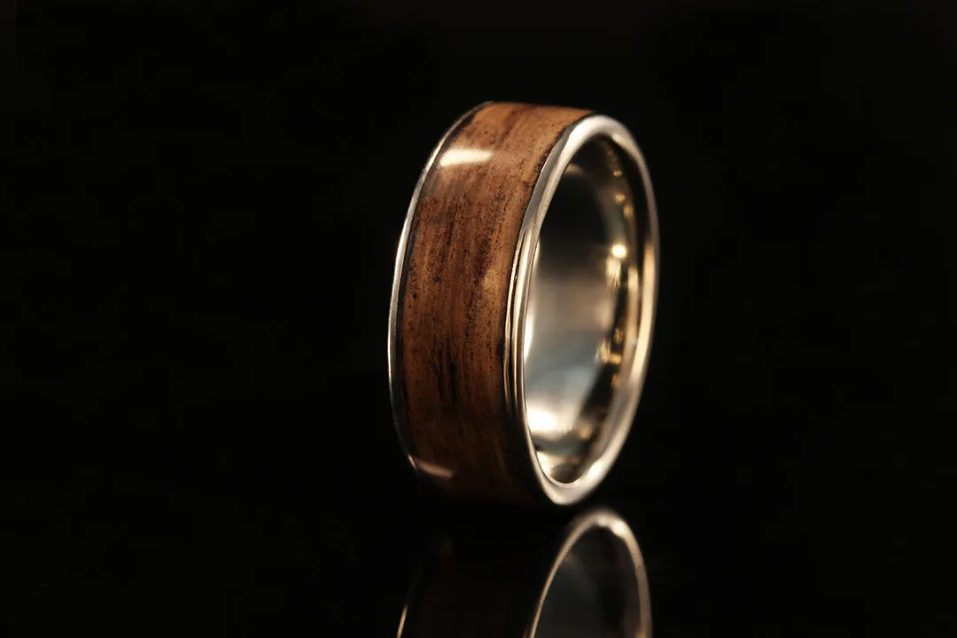 WHISKEY BARREL WOOD PLATINUM RING