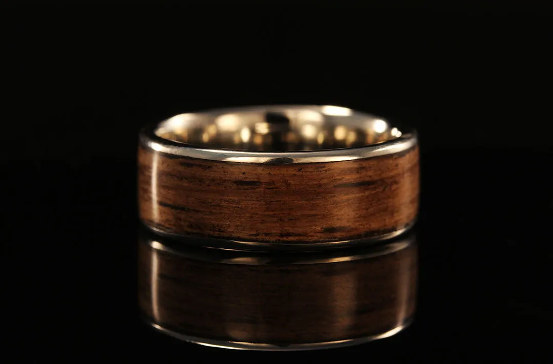 WHISKEY BARREL WOOD PLATINUM RING