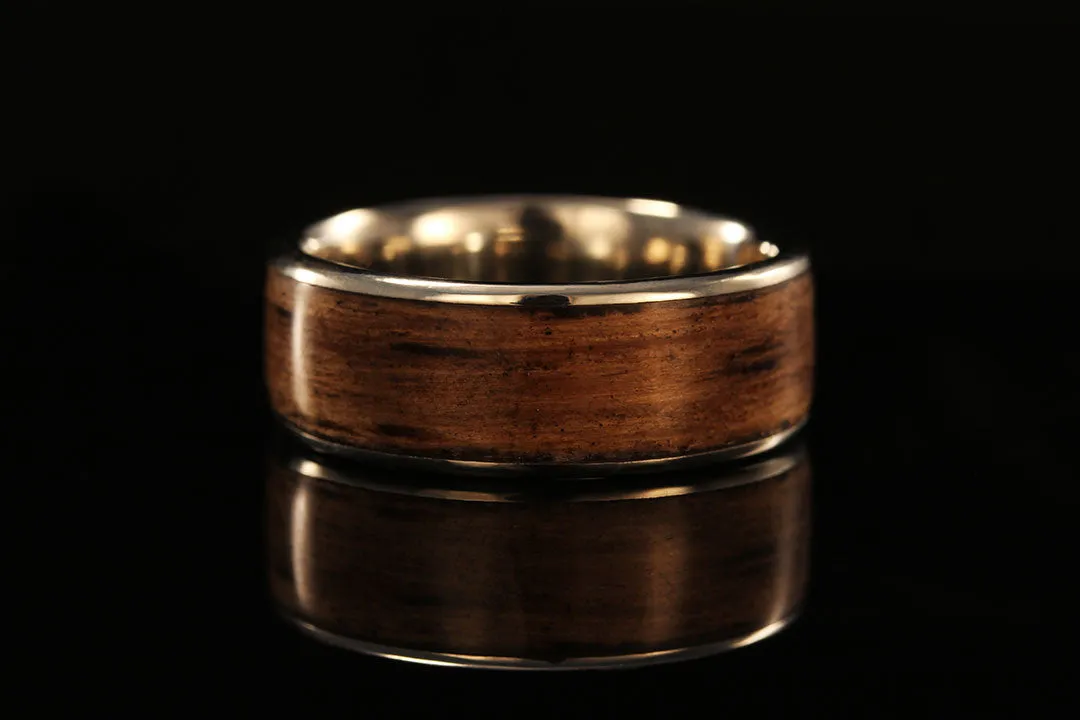 WHISKEY BARREL WOOD PLATINUM RING