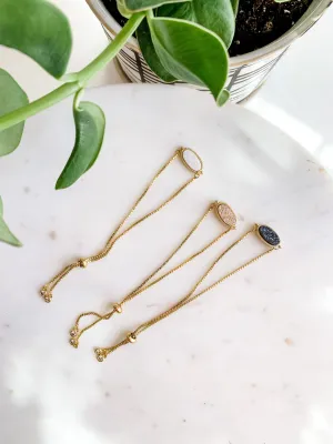 White Druzy Gold Bolo Bracelet